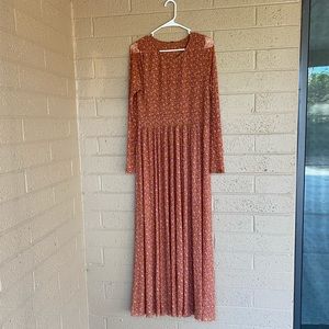 Free People tan and pink floral maxi dress